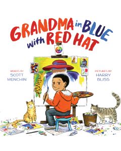 Grandma in Blue with Red Hat